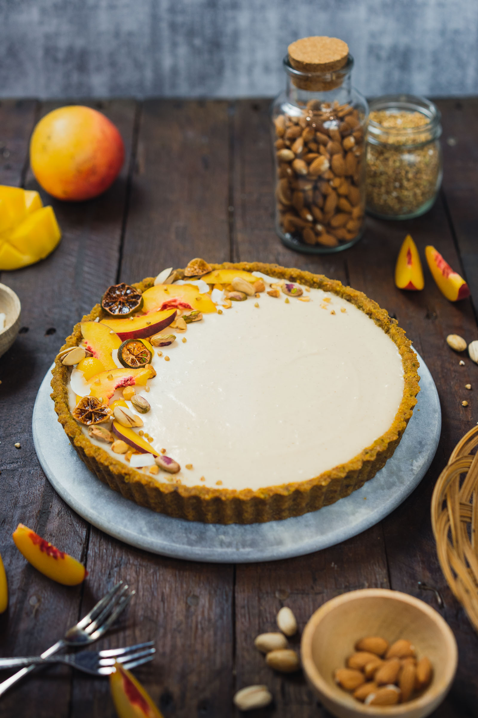 Pistachio and Mango Tart